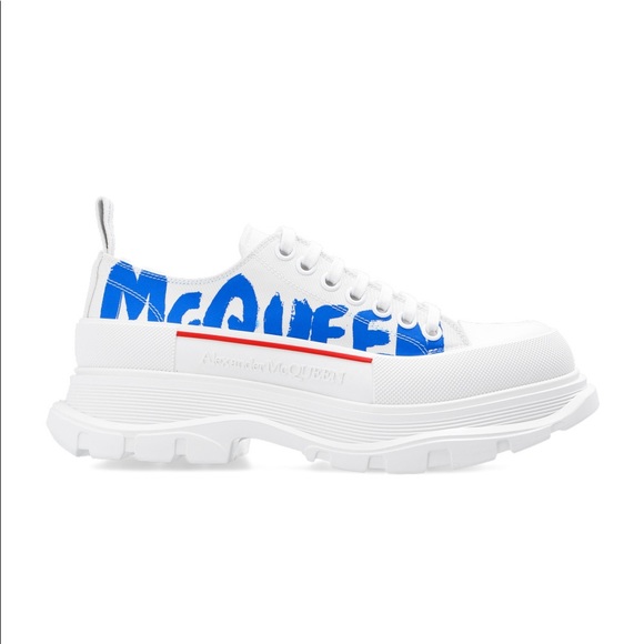 Alexander McQueen Other - NIB Men’s Size 8 Alexander McQueen Thread Slick Low-top Sneakers In White/Blue